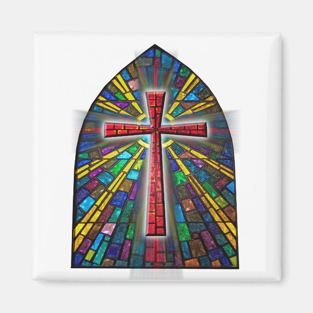 Stained Glass Cross Magnet (Front)