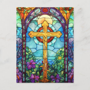 Stained Glass Cross Postcard