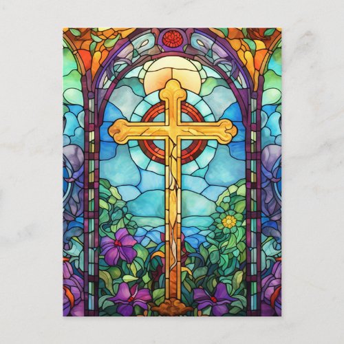 Stained Glass Cross  Postcard