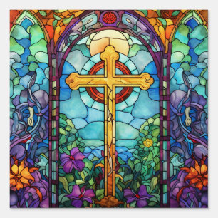 Stained Glass Cross Sign