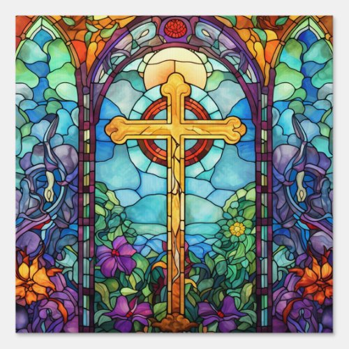 Stained Glass Cross  Sign