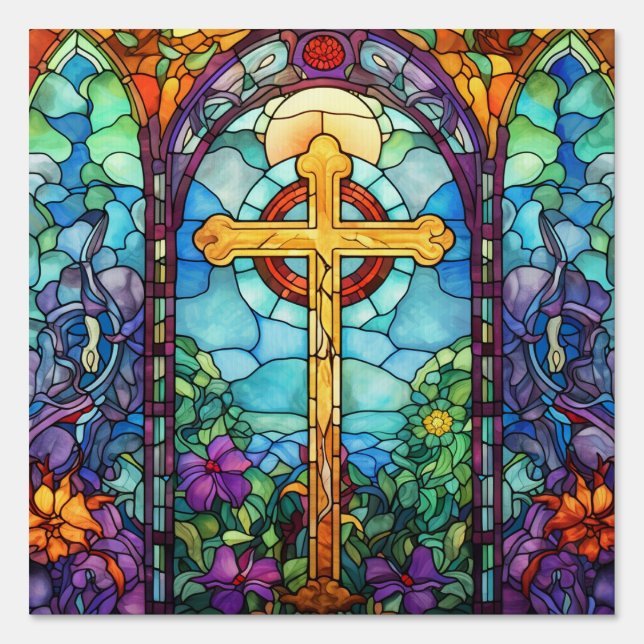 Stained Glass Cross  Sign (Front)