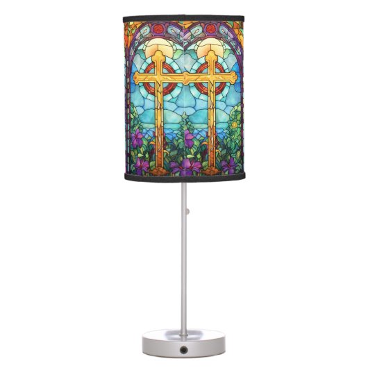 Stained Glass Cross  Table Lamp (Back)