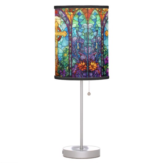 Stained Glass Cross  Table Lamp (Left)