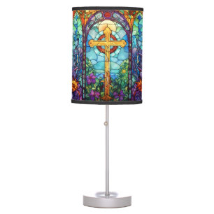 Stained Glass Cross Table Lamp