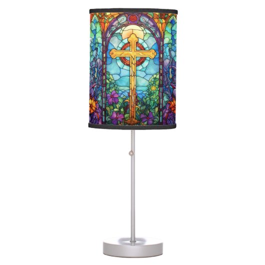 Stained Glass Cross  Table Lamp (Front)