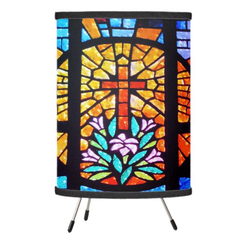 Stained glass Cross Tripod Lamp