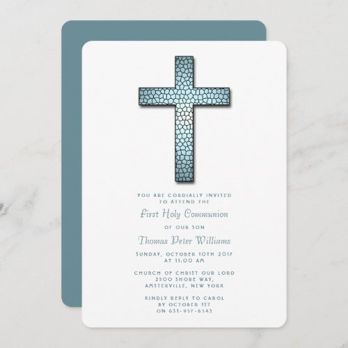 Stained Glass Crucifix Communion or Confirmation Invitation