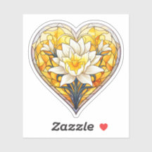 Stained Glass Daffodils Heart