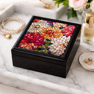 Stained Glass Dahlia Floral Art Gift Box