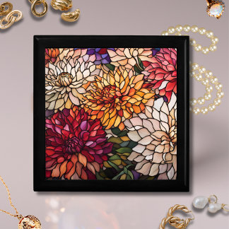 Stained Glass Dahlia Floral Art Gift Box