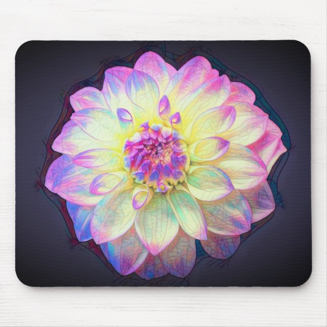 Stained Glass Dahlia Mouse Pad (Front)