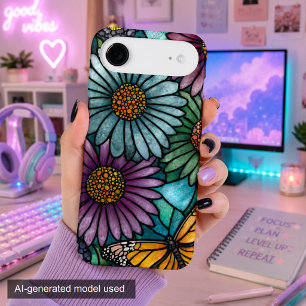 Stained Glass Daisy Butterfly Garden Floral iPhone 17 Air Case