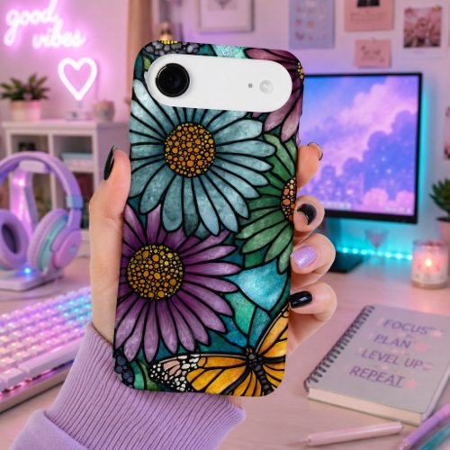 Stained Glass Daisy Butterfly Garden Floral iPhone 17 Air Case