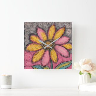 Stained Glass Daisy Clock