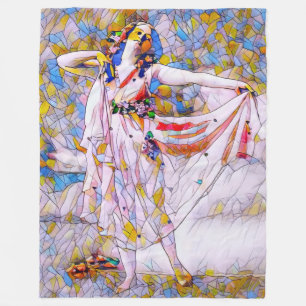 Stained Glass Dancer in Flowing Dress Fleece Blanket