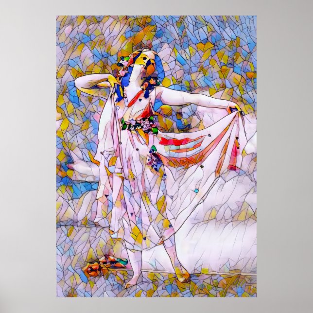 Stained Glass Dancer in Flowing Dress Poster (Front)