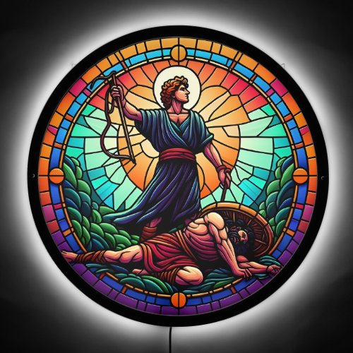  Stained Glass David and Goliath LED Sign