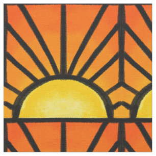 Stained Glass Deco Sunset Fabric
