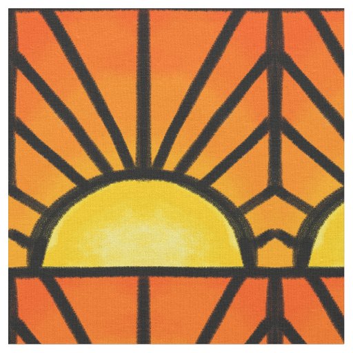 Stained Glass Deco Sunset Fabric