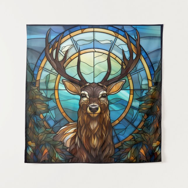 Stained Glass Deer Art Tapestry (Front)