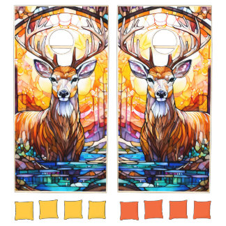 Stained Glass Deer Cornhole Set