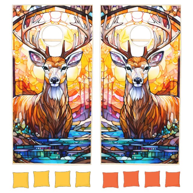 Stained Glass Deer Cornhole Set (Set)