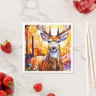 Stained Glass Deer Napkins