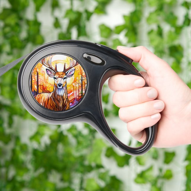 Stained Glass Deer Retractable Pet Leash (Hand)