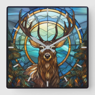 Stained Glass Deer Wall Clock