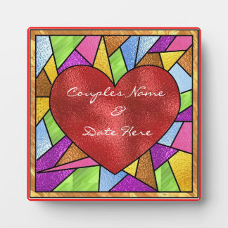 Stained Glass Design Heart Wedding Plaque  Gifts