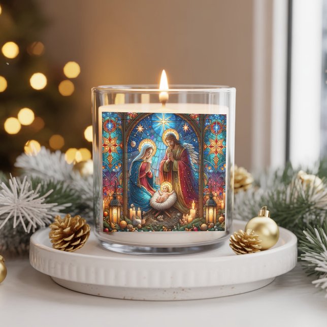 Stained Glass Design Holy Family Christmas Scented Candle (Creator Uploaded)