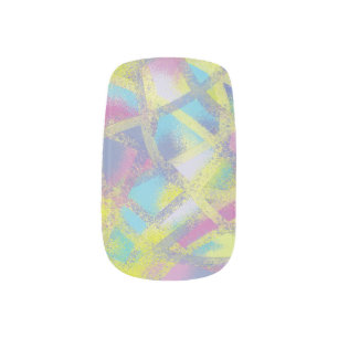 Stained glass design, purple yellow blue Rainbow Minx Nail Art