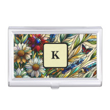 Stained Glass Design Wildflowers and Butterflies