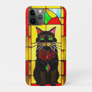Stained Glass Design with Cat iPhone 11 Pro Case