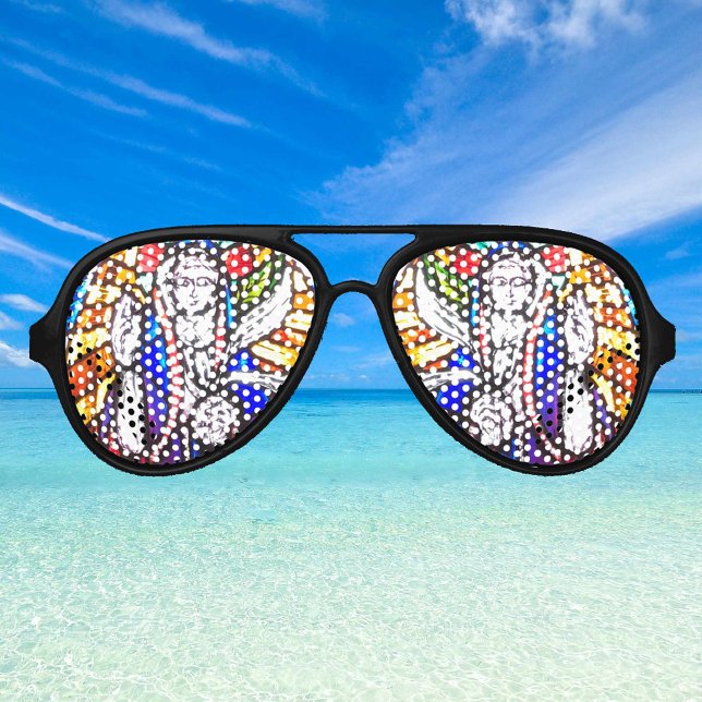 Stained Glass Design with Religious Figure. Aviator Sunglasses (Creator Uploaded)