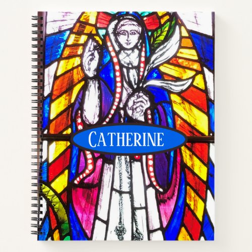 Stained Glass Design with Religious Figure Notebook