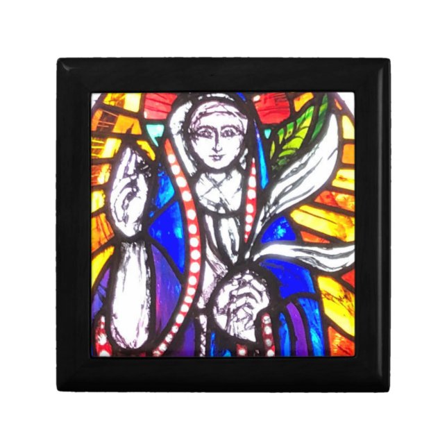 Stained Glass Design with Religious Figure on a Gift Box (Front)