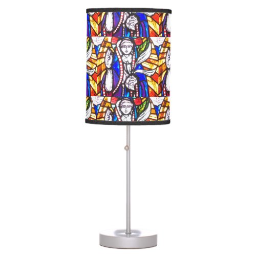 Stained Glass Design with Religious Figure Table Lamp