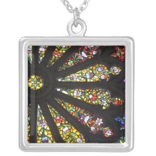 Stained Glass detail 2 Silver Plated Necklace