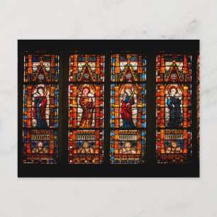 Stained glass detail, Troyes Cathedral Postcard