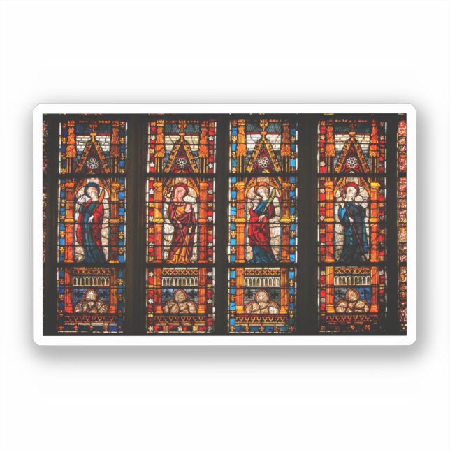 Stained glass detail, Troyes Cathedral Sticker (Front)