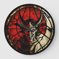 Stained Glass Devil Design Clock