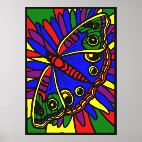 Stained Glass Digital Art Butterfly Poster Print