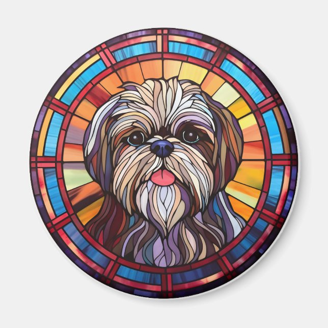 Stained Glass Dog design Magnet  (Front)