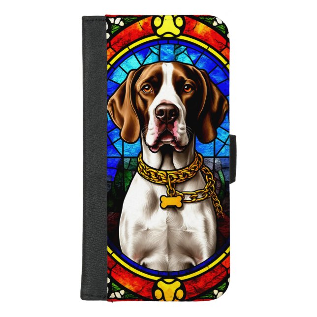Stained Glass Dog Portrait iPhone Wallet Case (Front)