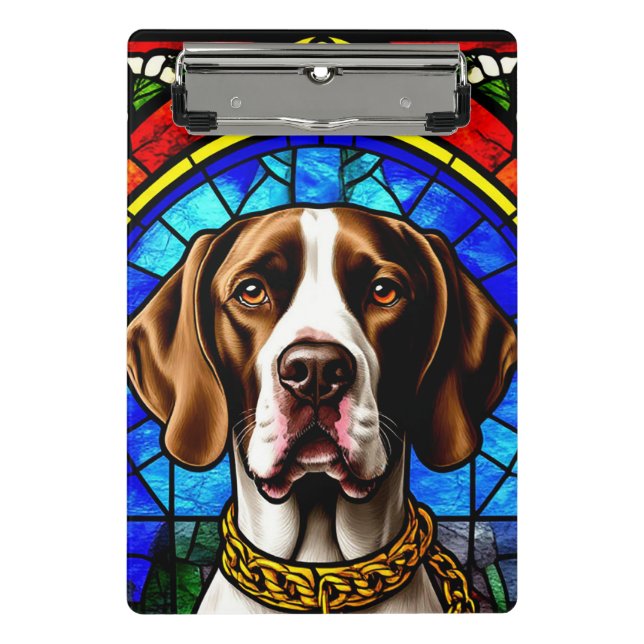 Stained Glass Dog Portrait Mini Clipboard (Front)