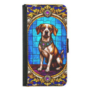 Stained Glass Dog Portrait Samsung Galaxy S5 Wallet Case