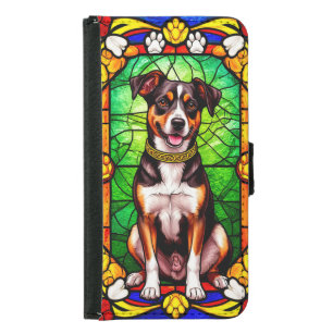 Stained Glass Dog Portrait Samsung Galaxy S5 Wallet Case