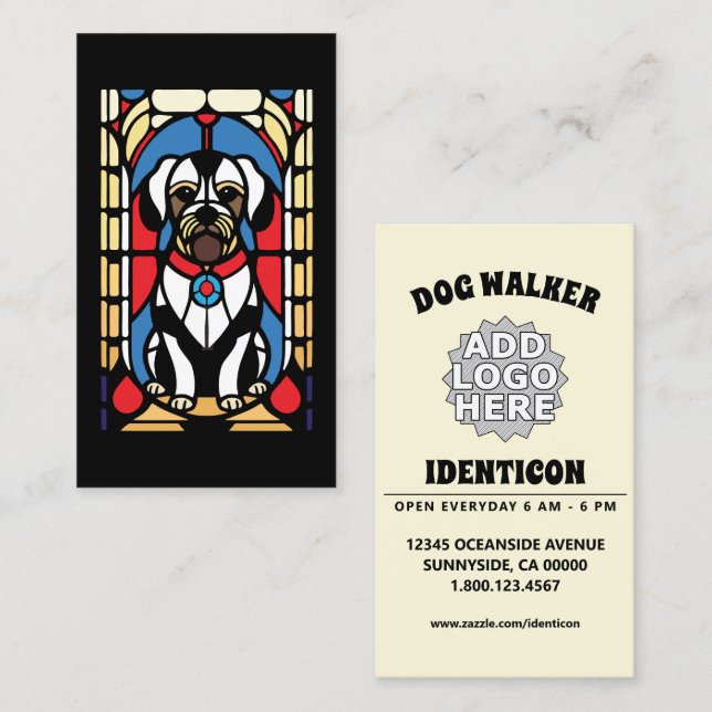 stained glass dog walker business card (Front/Back)